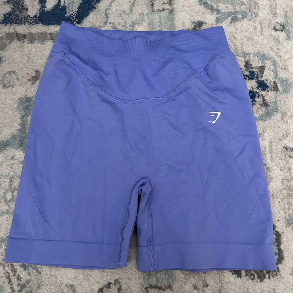 Gymshark Blue Bike Shorts High Waist Performance Seamless
